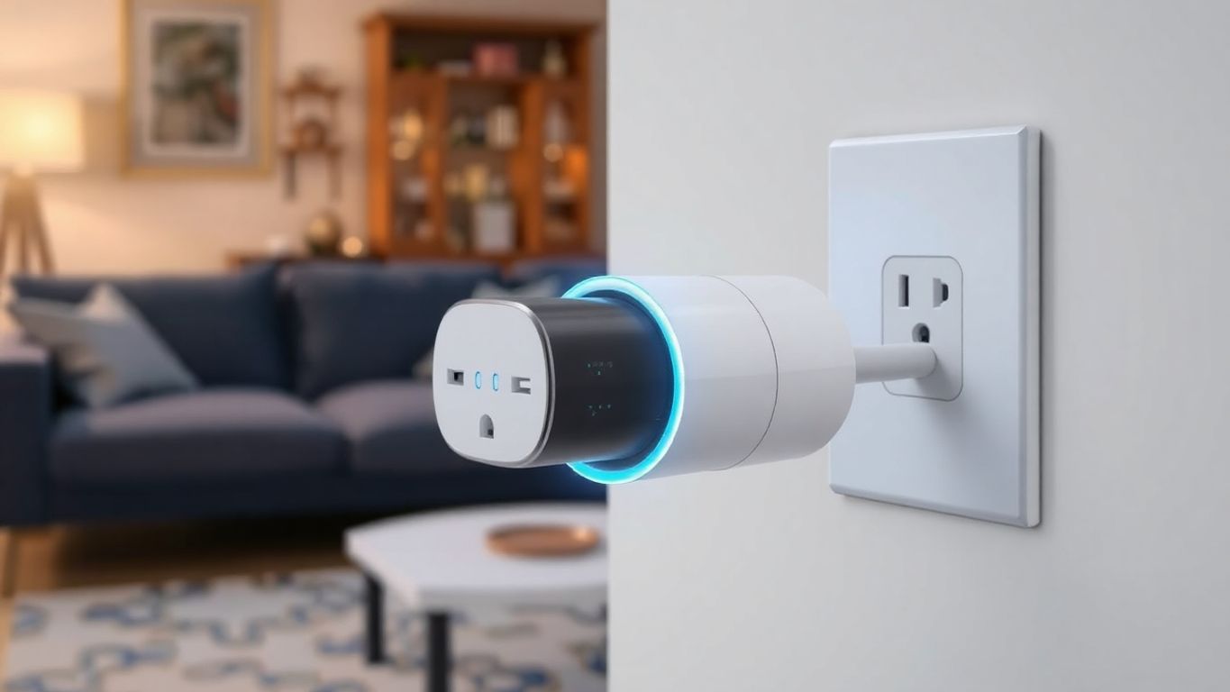 Slimme stekker in een wandcontactdoos in huis.
