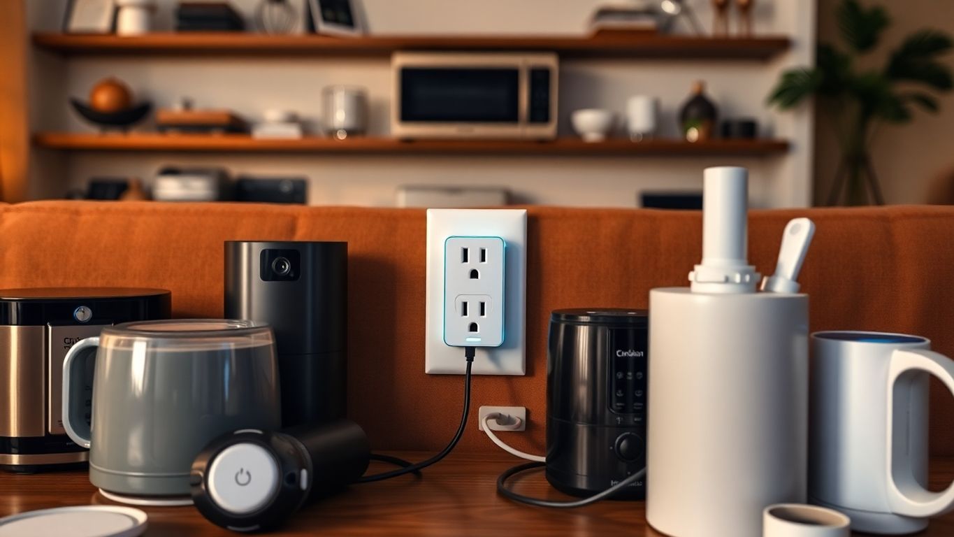 Slimme stekker in een moderne woonkamer.